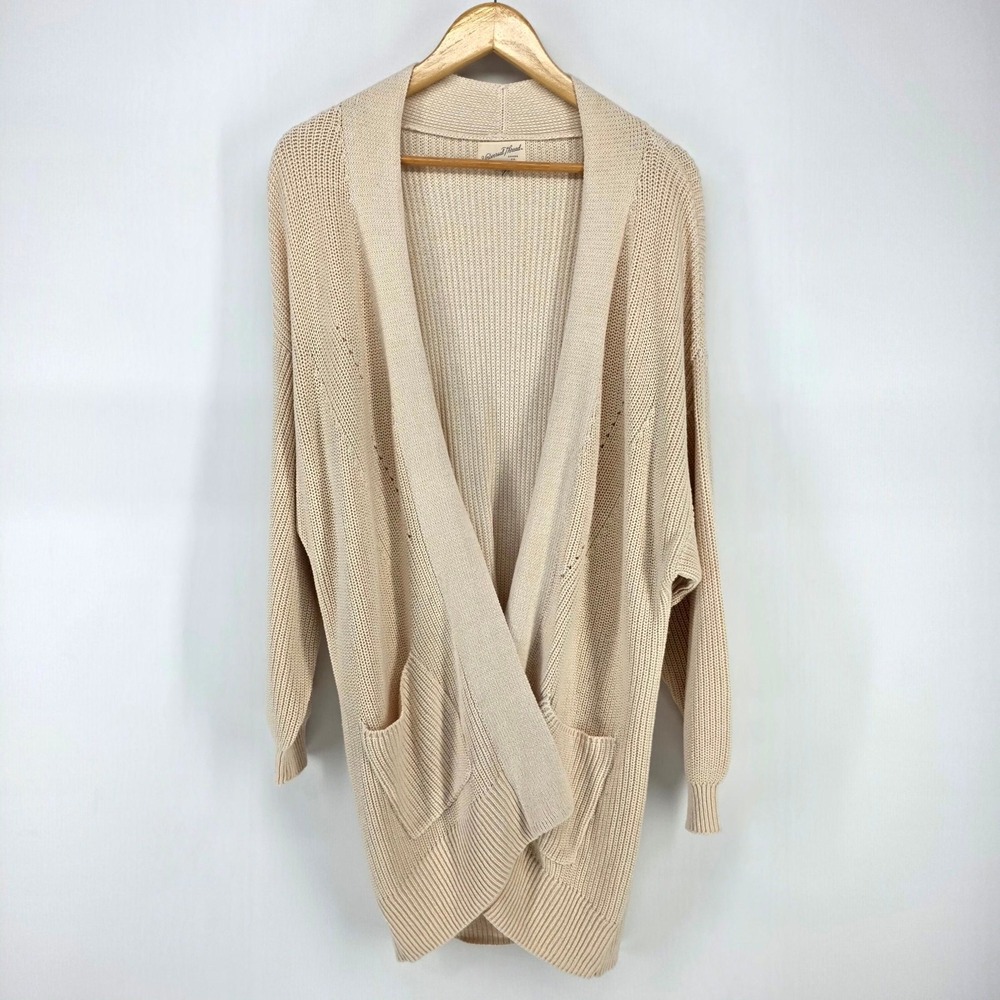 Universal Thread Cardigan Women L Cream Open Front Shaker Knit Oversized Sweater